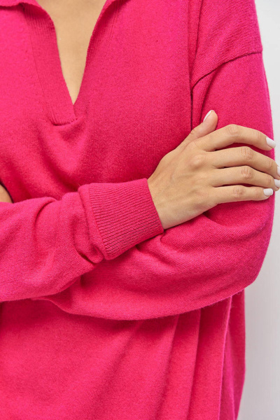 Поло из кашемира с длинным рукавом (фуксия)